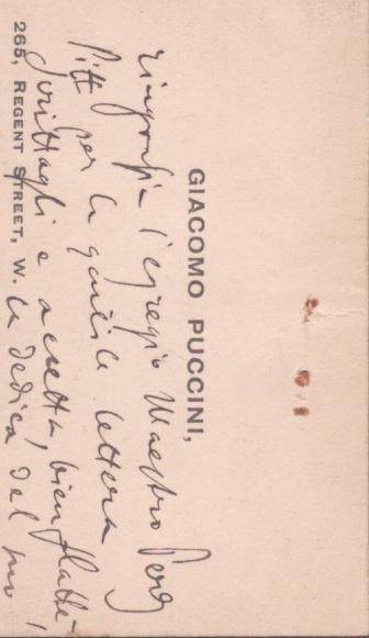 Puccini, Giacomo - Visiting Card Signed